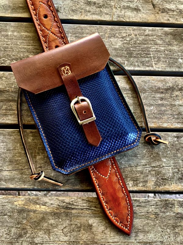 Leather Belt Bag with Western Twist Snake Copper
