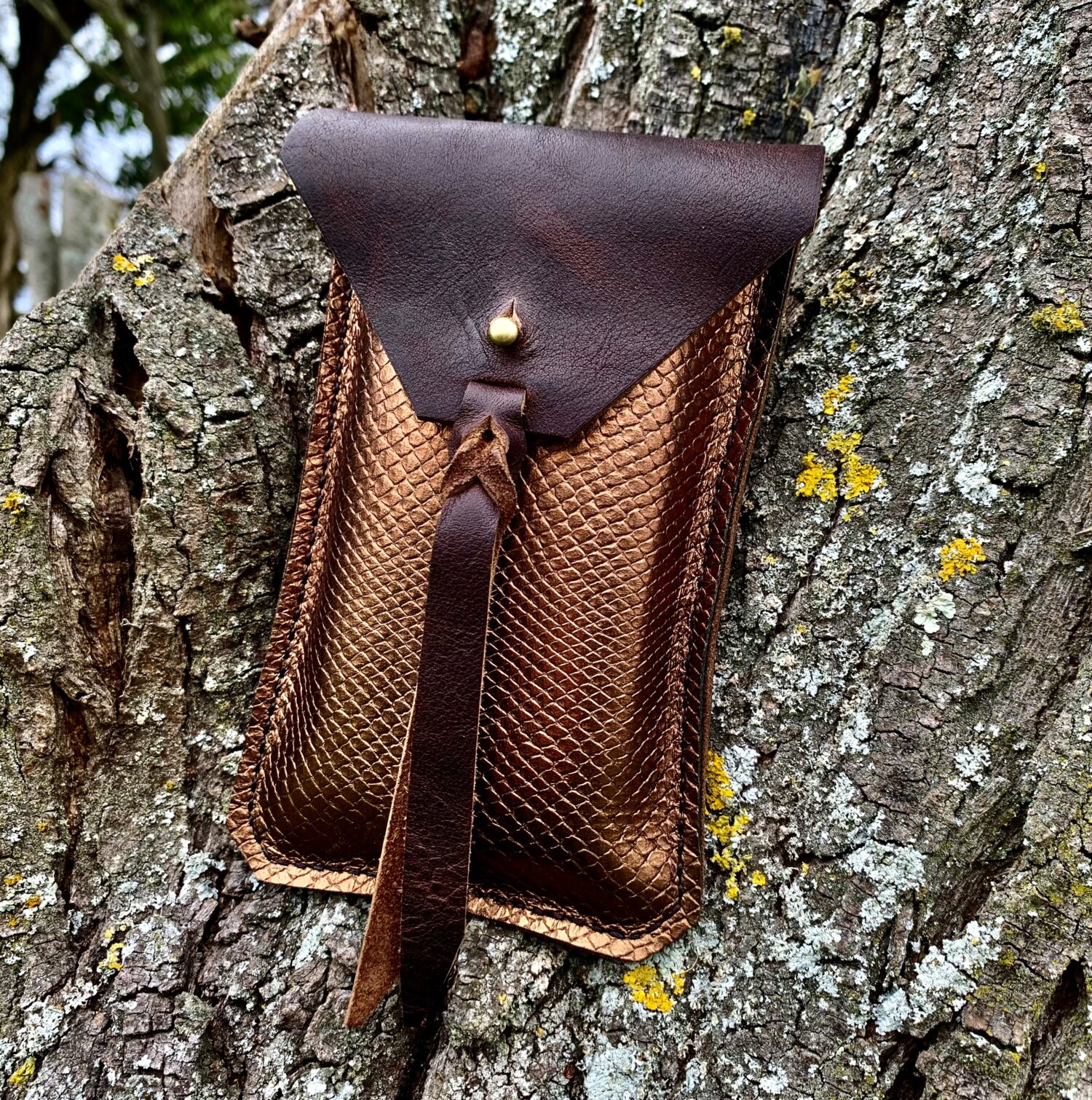 Leather Belt Bag with Western Twist Snake Copper