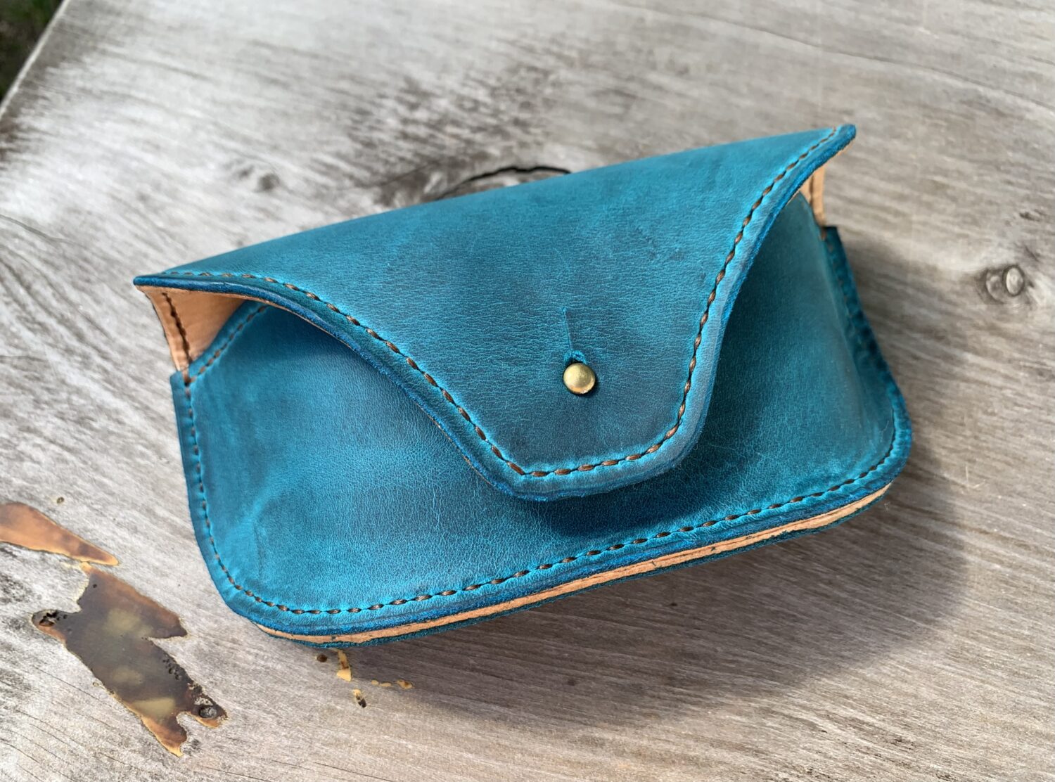 Oiled Turquoise  Leather Eyeglasses Sunglasses / Eyewear Case